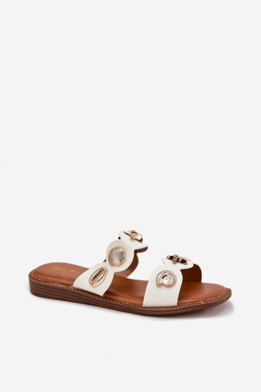 Women's Slippers With Golden Rings White Jenoriela