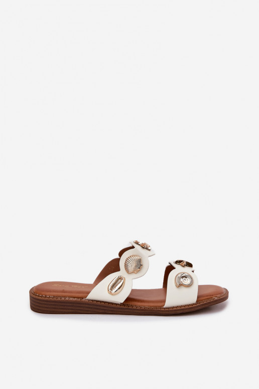 Women's Slippers With Golden Rings White Jenoriela