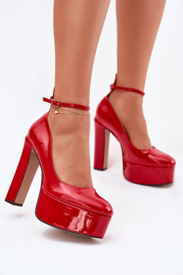 Lacquered High Heel And Platform Pumps Red Nianka 2