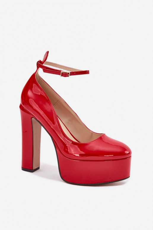 Lacquered High Heel And Platform Pumps Red Nianka