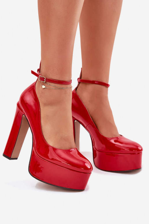 Lacquered High Heel And Platform Pumps Red Nianka