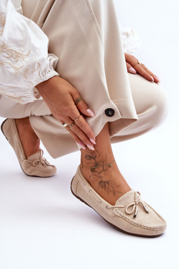Women's Suede Moccasins Beige Si Passione