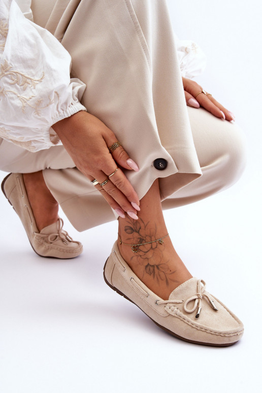 Women's Suede Moccasins Beige Si Passione