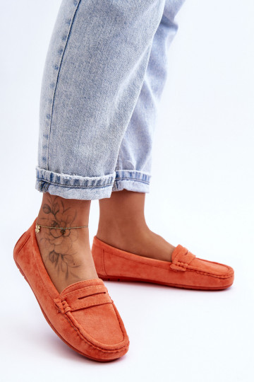 Women's Suede Moccasins Orange Lenvie