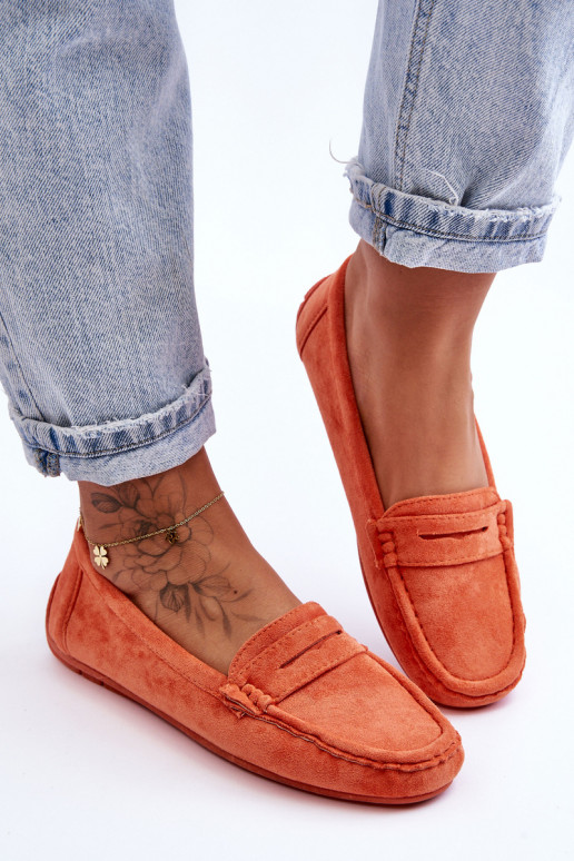 Women's Suede Moccasins Orange Lenvie