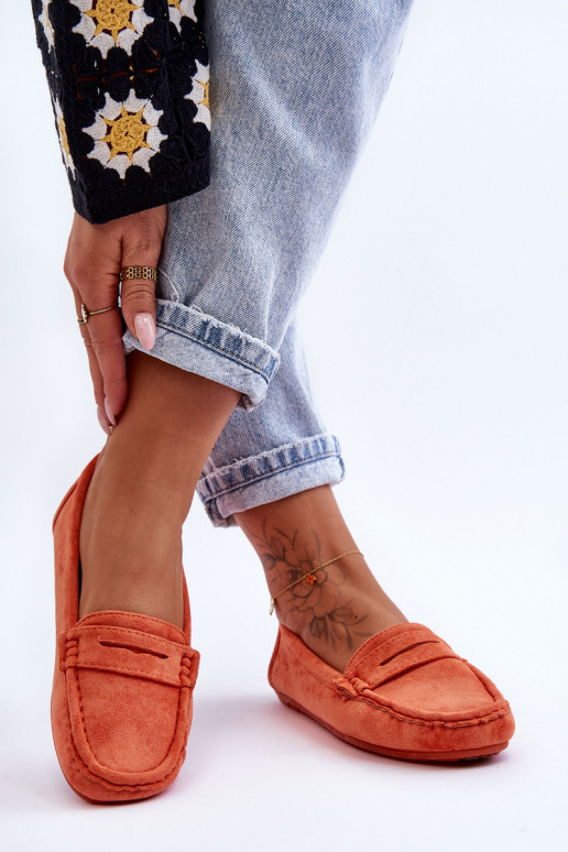 Women's Suede Moccasins Orange Lenvie
