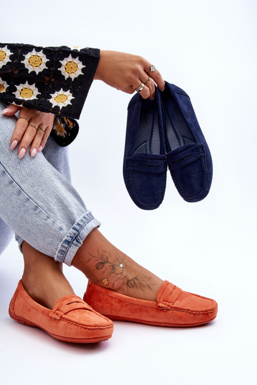 Women's Suede Moccasins Orange Lenvie