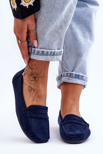 Women's Suede Moccasins Navy Lenvie 2