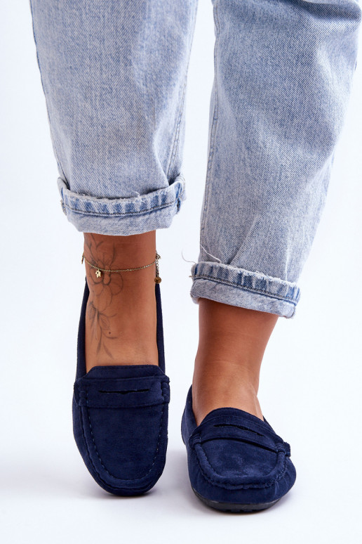 Women's Suede Moccasins Navy Lenvie