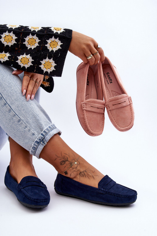 Women's Suede Moccasins Navy Lenvie