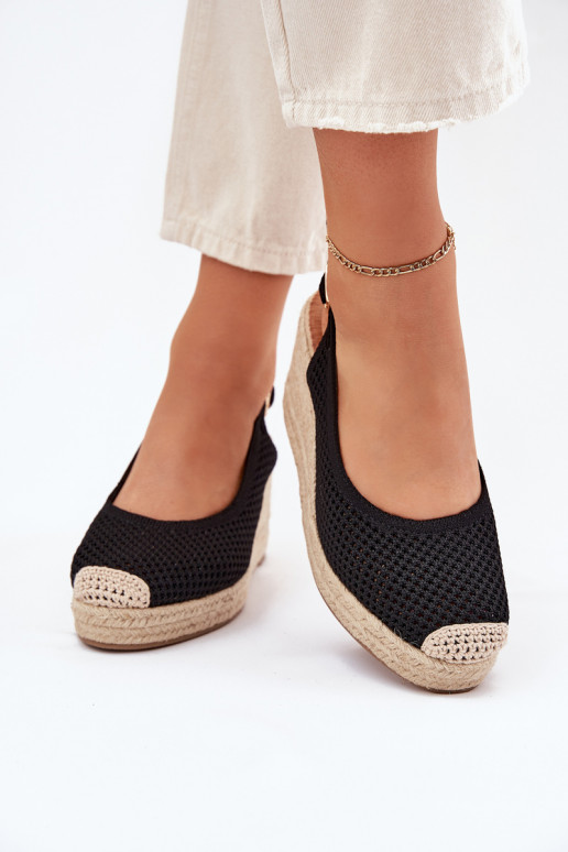 Wedge Sandals For Women With Braiding Black Tulliata