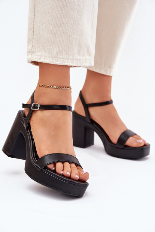 Eco Leather Heeled Sandals Black Lillita Eco Leather Heeled Sandals Black Lillita