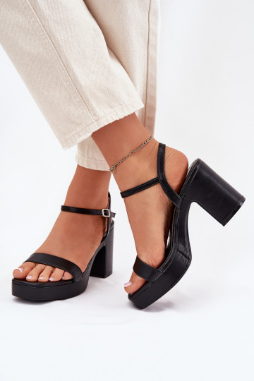 Eco Leather Heeled Sandals Black Lillita 2