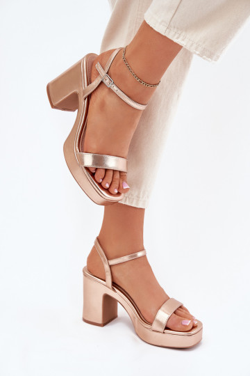Eco Leather Sandals On Heel Rose Gold Lillita 2