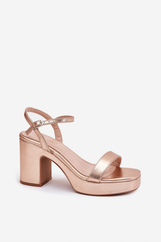 Eco Leather Sandals On Heel Rose Gold Lillita Eco Leather Sandals On Heel Rose Gold Lillita
