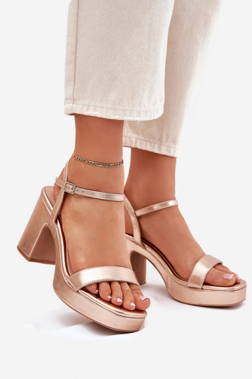 Eco Leather Sandals On Heel Rose Gold Lillita Eco Leather Sandals On Heel Rose Gold Lillita