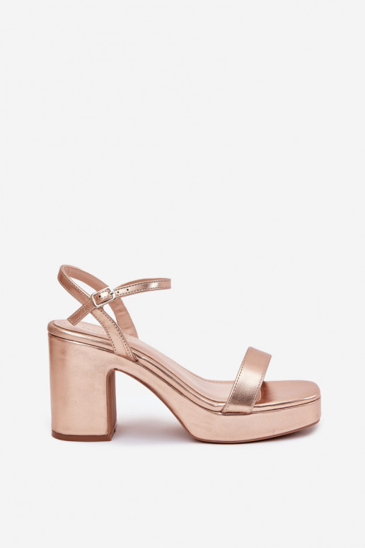 Eco Leather Sandals On Heel Rose Gold Lillita Eco Leather Sandals On Heel Rose Gold Lillita