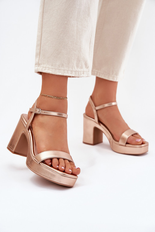 Eco Leather Sandals On Heel Rose Gold Lillita Eco Leather Sandals On Heel Rose Gold Lillita