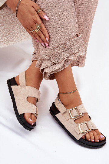 Women's sandals with buckles light beige Seladith