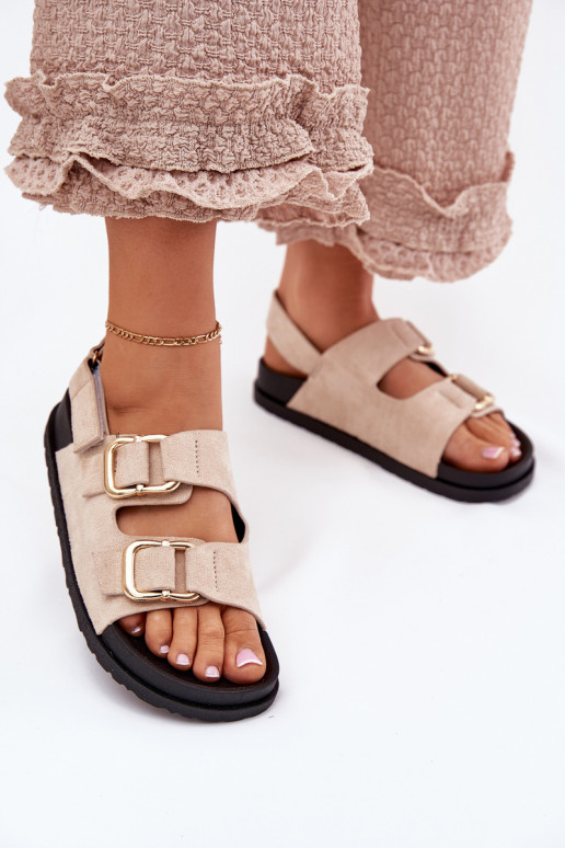 Women's sandals with buckles light beige Seladith