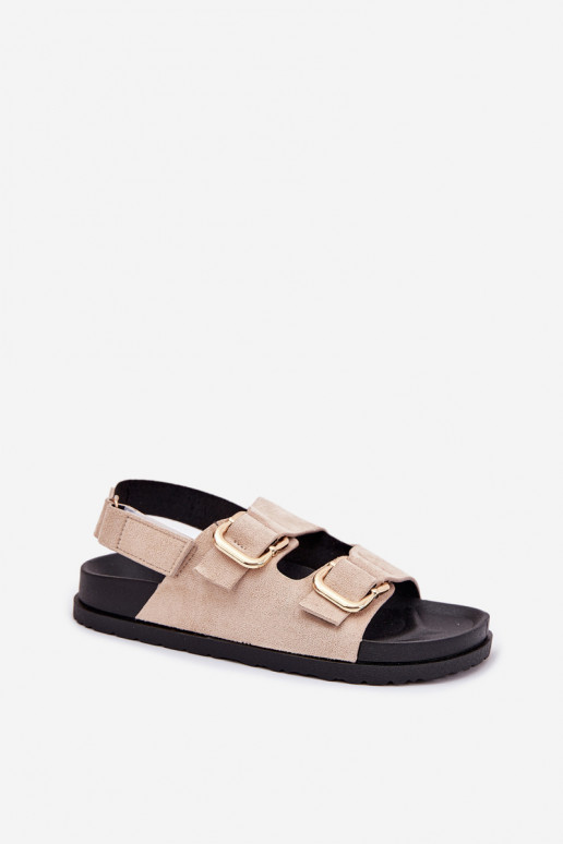 Women's sandals with buckles light beige Seladith
