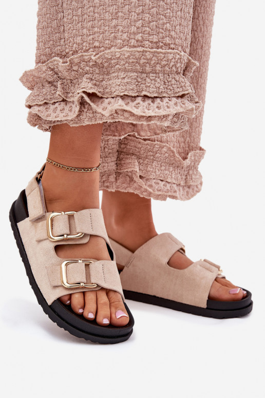 Women's sandals with buckles light beige Seladith