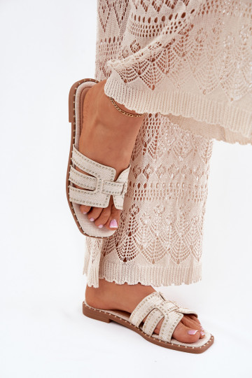 Embellished flat sandals beige Anniles