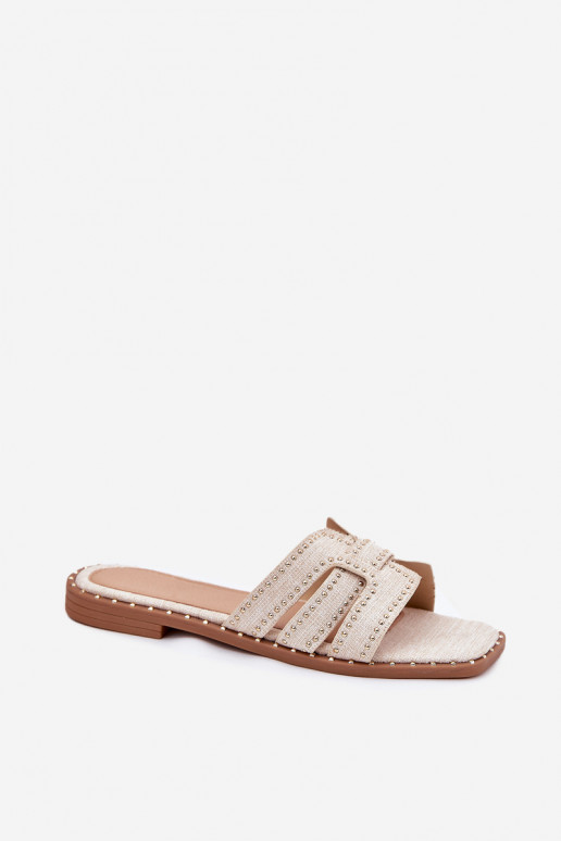 Embellished flat sandals beige Anniles