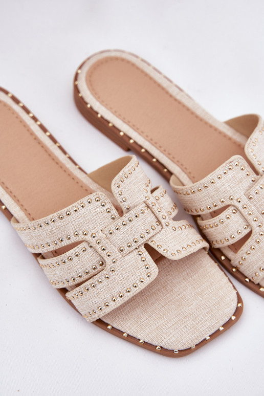 Embellished flat sandals beige Anniles