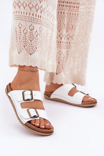 Ladies Leather Slippers With Clear Inblu AA0002KU White 2