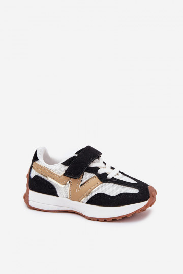 Sneakersy Dziecięce Na Rzep Biało-Czarne Tezzu 2