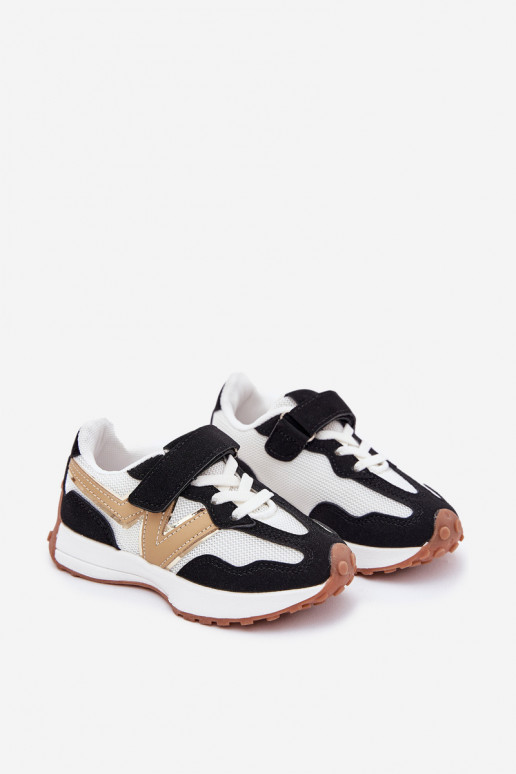 Children's Velcro Sneakers Black and White Tezzu
