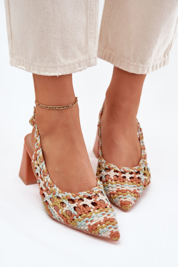 Sandals With Braiding On A Heel Multicolor Ebina