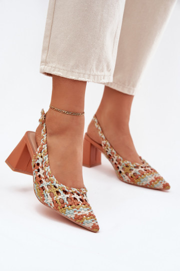 Sandals With Braiding On A Heel Multicolor Ebina 2