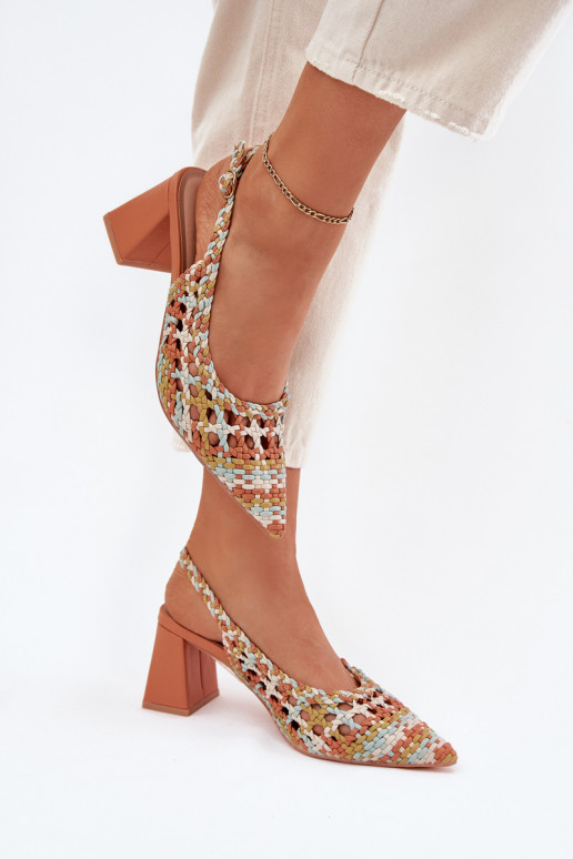 Sandals With Braiding On A Heel Multicolor Ebina