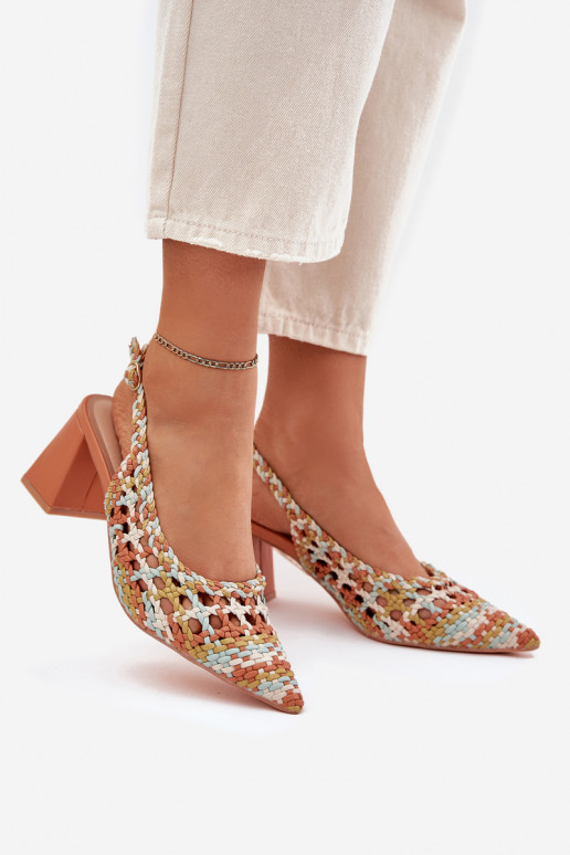 Sandals With Braiding On A Heel Multicolor Ebina