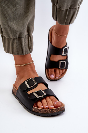 Women's Sandals with Buckles Black Oliena