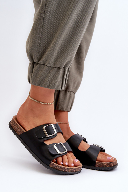 Women's Sandals with Buckles Black Oliena