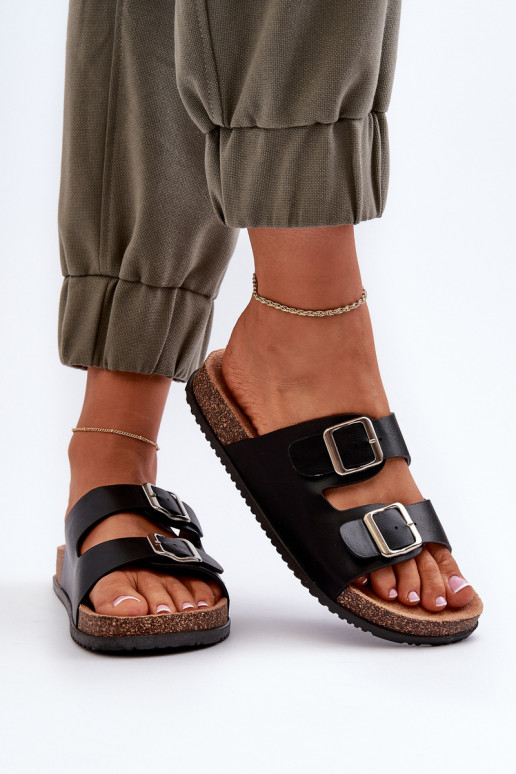 Women's Sandals with Buckles Black Oliena