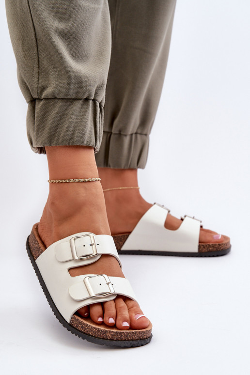 Women's sandals with buckles white Oliena