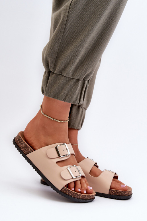 Women's sandals with buckles beige Oliena