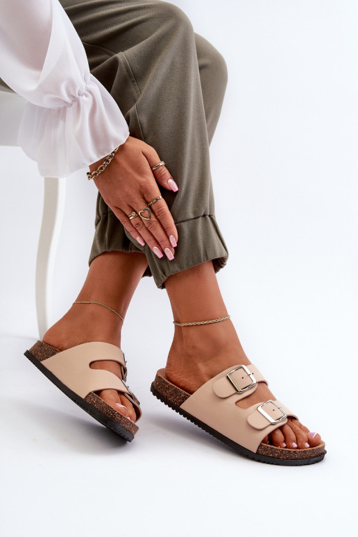 Women's sandals with buckles beige Oliena