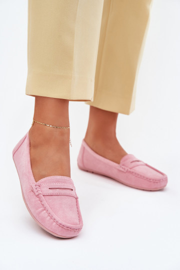 Women's Suede Moccasins Light Pink Lenvie 2
