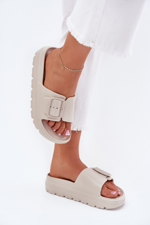 Women's Foam Platform Sandals With Buckle Beige Viasara Women's Foam Platform Sandals With Buckle Beige Viasara