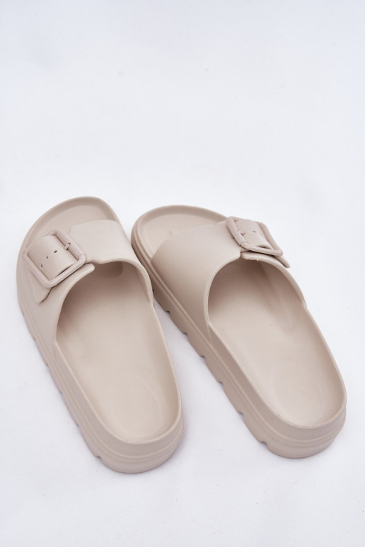 Women's Foam Platform Sandals With Buckle Beige Viasara Women's Foam Platform Sandals With Buckle Beige Viasara