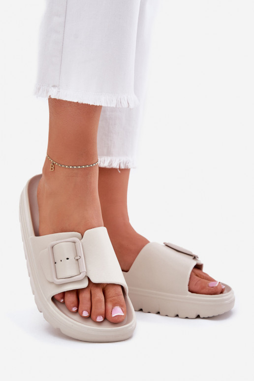 Women's Foam Platform Sandals With Buckle Beige Viasara Women's Foam Platform Sandals With Buckle Beige Viasara