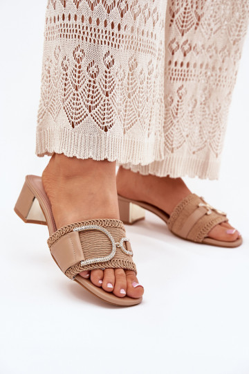 Ladies Heels With Decorative Detail Dark Beige Julinemi 2