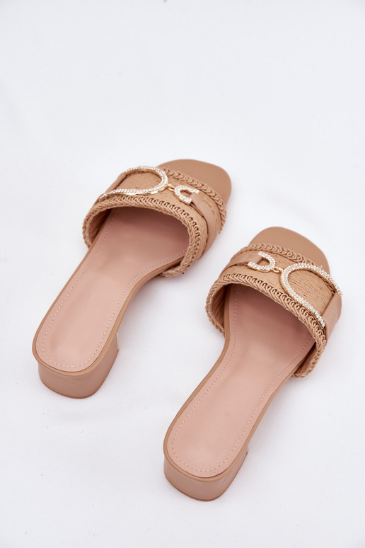 Ladies Heels With Decorative Detail Dark Beige Julinemi