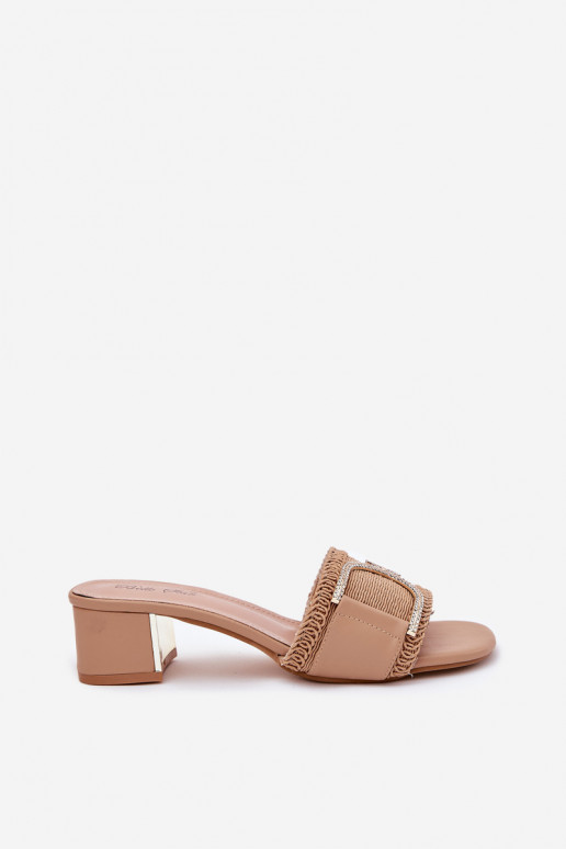 Ladies Heels With Decorative Detail Dark Beige Julinemi