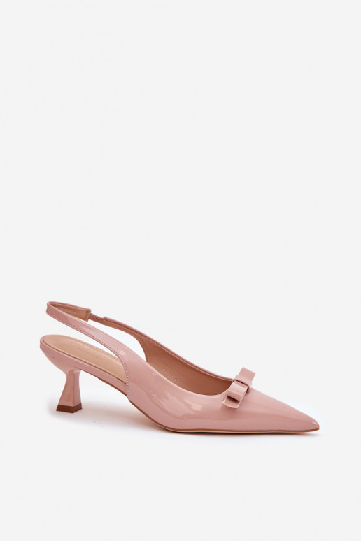 Lacquered High Heels With Bow Nude Naylna